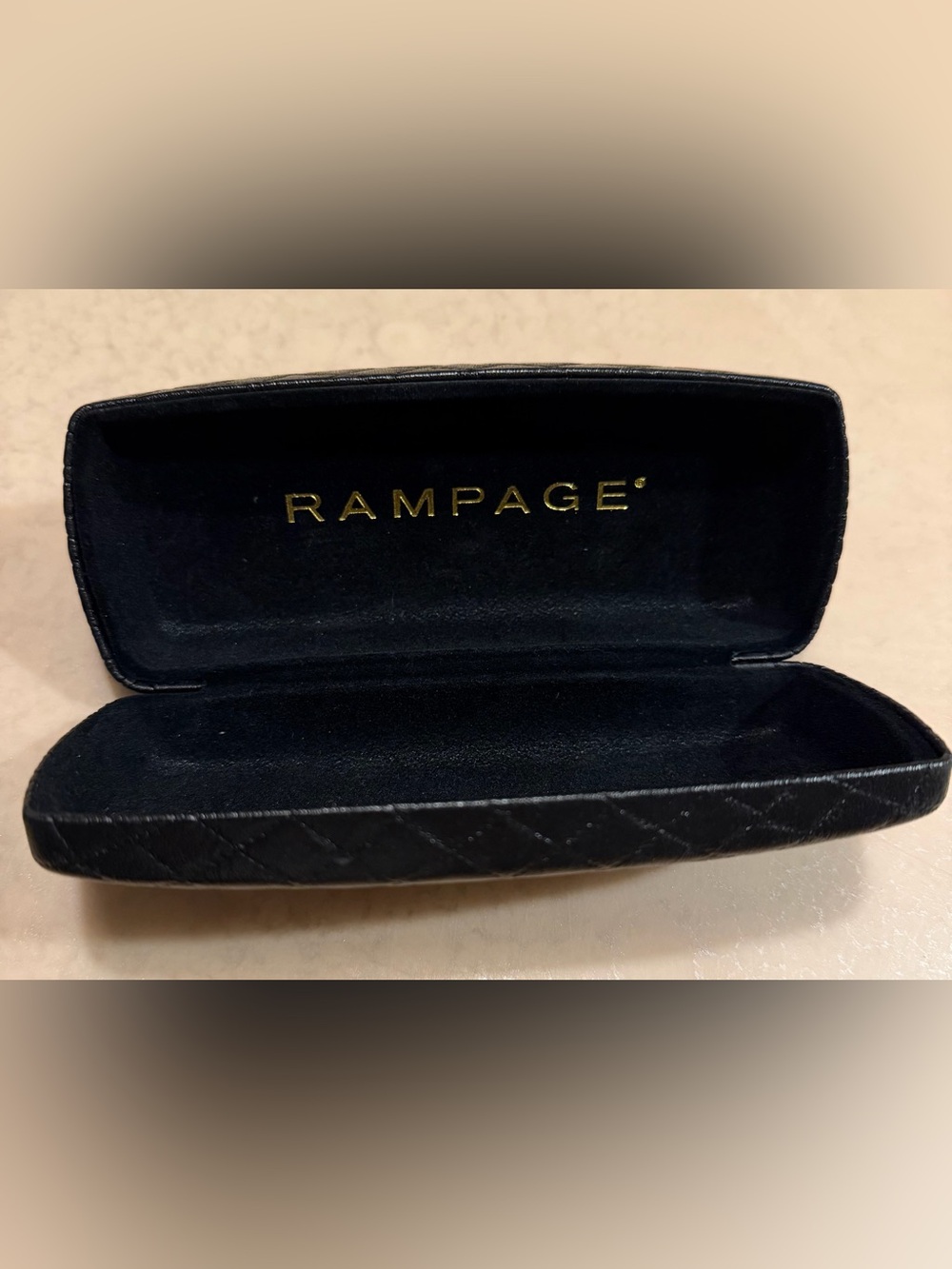 Rampage Black Quilted Sunglass Case with Gold Logo
